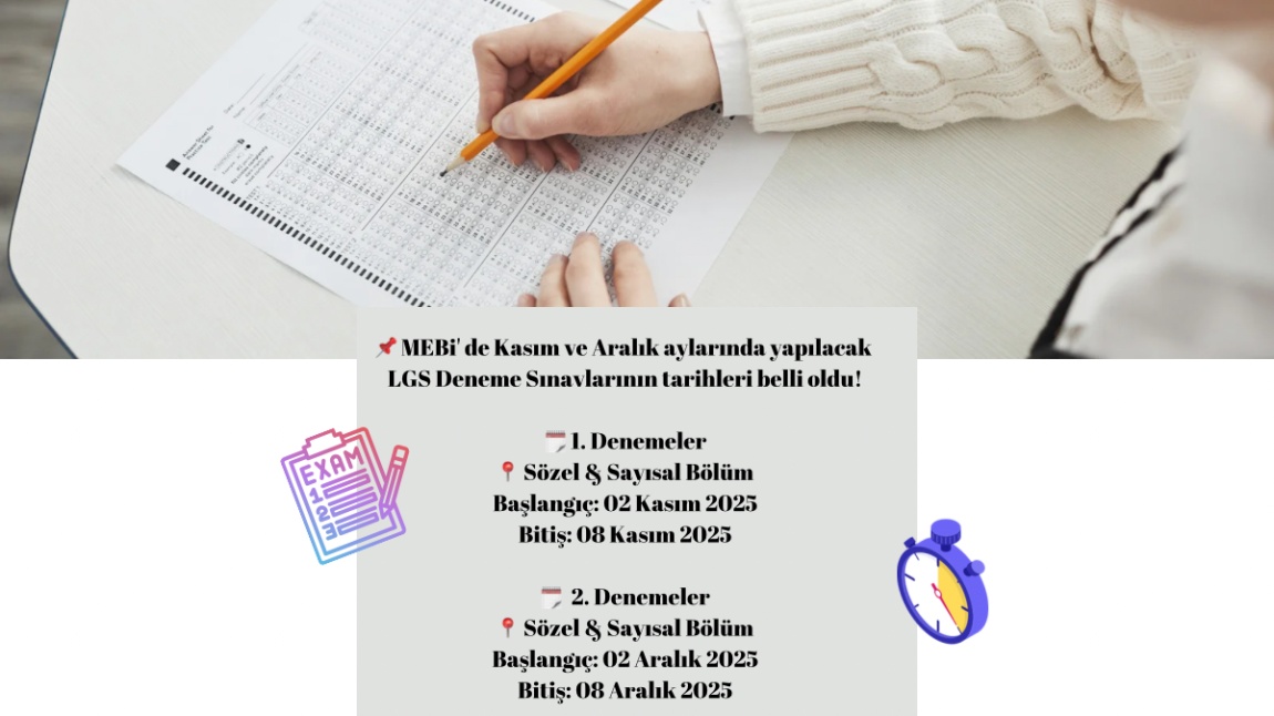 MEBi' de Kasım ve Aralık aylarında yapılacak LGS Deneme Sınavlarının tarihleri belli oldu!